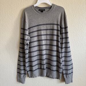 Banana Republic Pima Cotton Cashmere Blend Stripped Pullover Sweater Gray Blue S